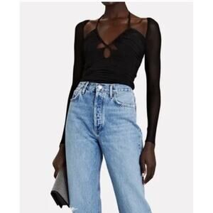 Self Portrait Ruched Cut Out Jersey Top